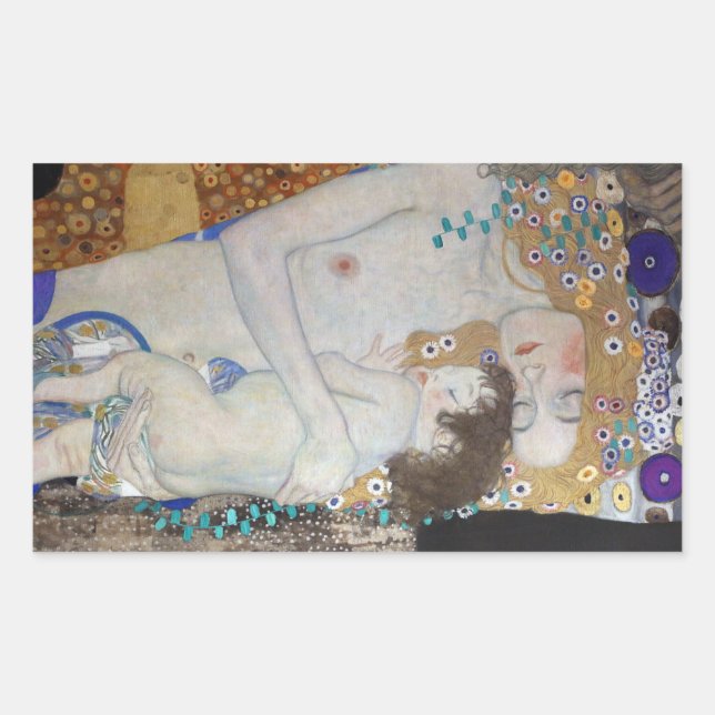 Adesivo Retangular Mãe e Criança de Gustav Klimt (Frente)