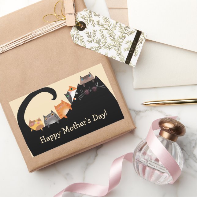 Adesivo Retangular Mãe e Gatinhos (Presentear)