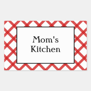 Adesivo Retangular Mães Kitchen Custom Say Red Checker