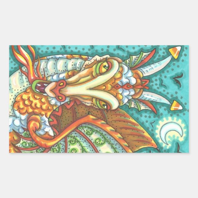 ADESIVO RETANGULAR MAGIC CANDY CORN DRAGON, HALLOWEEN FANTASY (Frente)
