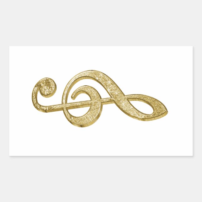 Adesivo Retangular Magnífico bar de ouro brilhante treble clef (Frente)