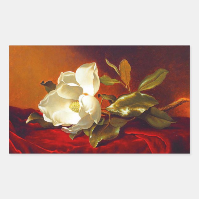 Adesivo Retangular Magnolia em Red Velvet Martin Johnson Heade (Frente)