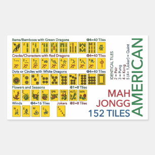 Adesivo Retangular Mah Jongg Azulejos americanos Stickers