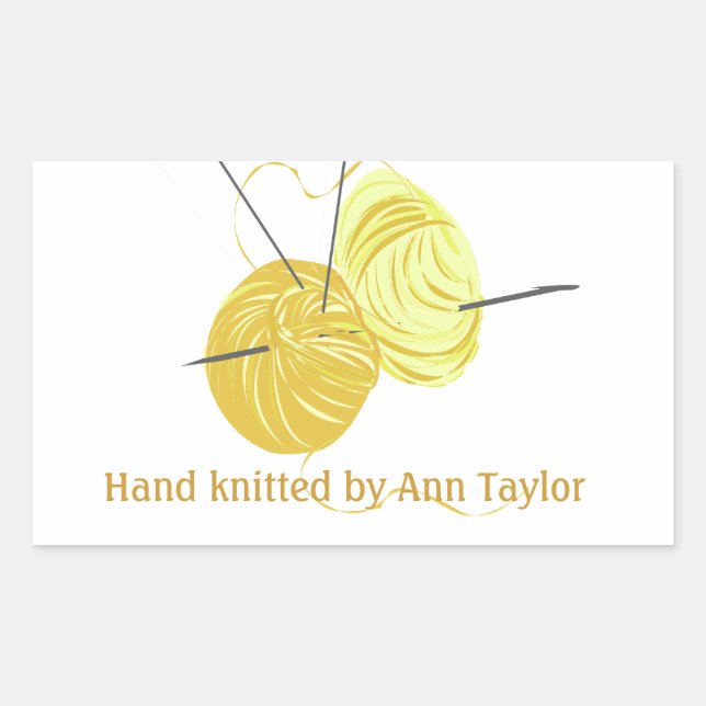 Adesivo Retangular #makersmotion Knitting feito à mão (Frente)