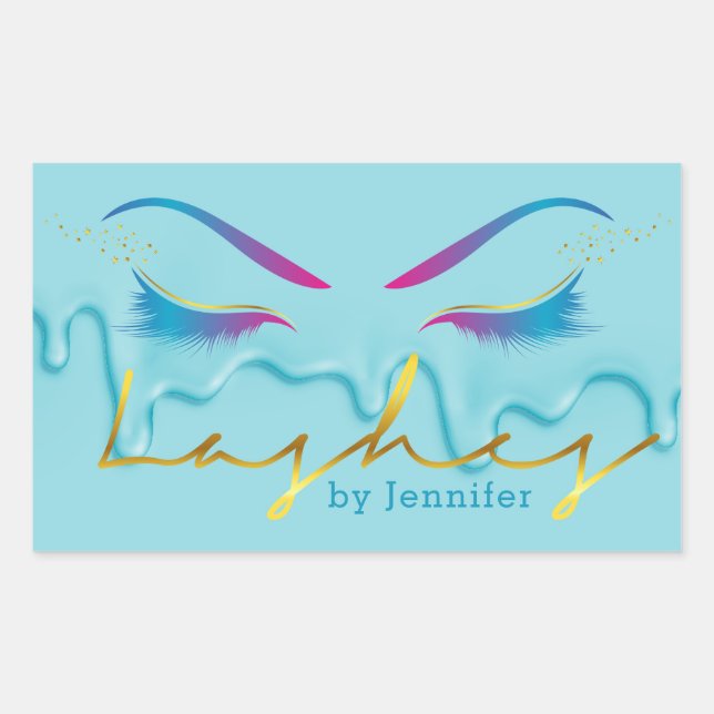 Adesivo Retangular Makeup Artist Eyelash Lashes Paint Drives Teal (Frente)