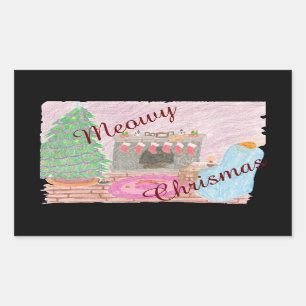 Adesivo Retangular Mal-gatinho (natal)