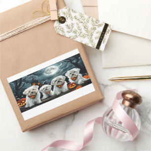 Adesivo Retangular Maltês Halloween Spooky