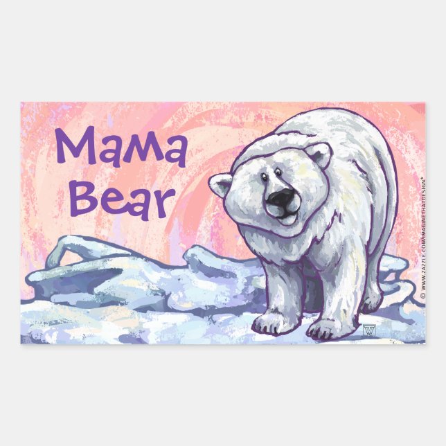 Adesivo Retangular Mama Ursa Polar Stickers (Frente)