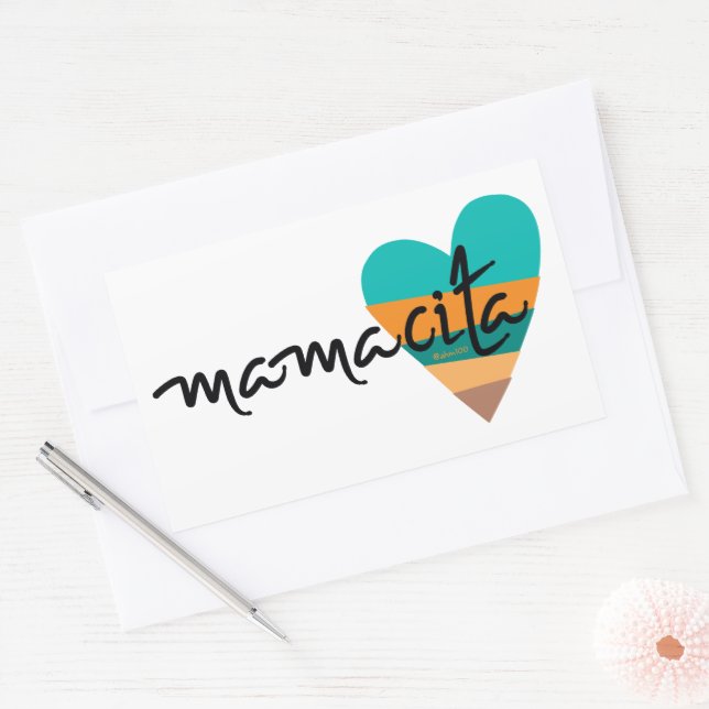 Adesivo Retangular Mamacita - Coração anos 80 (Envelope)