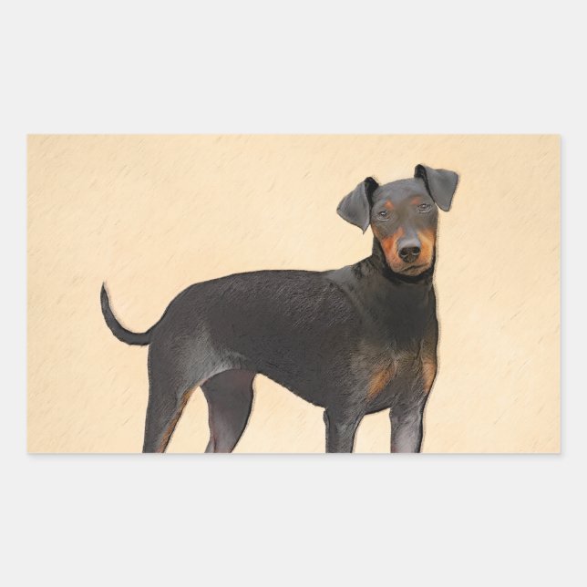 Adesivo Retangular Manchester Terrier Pintura Original (Frente)