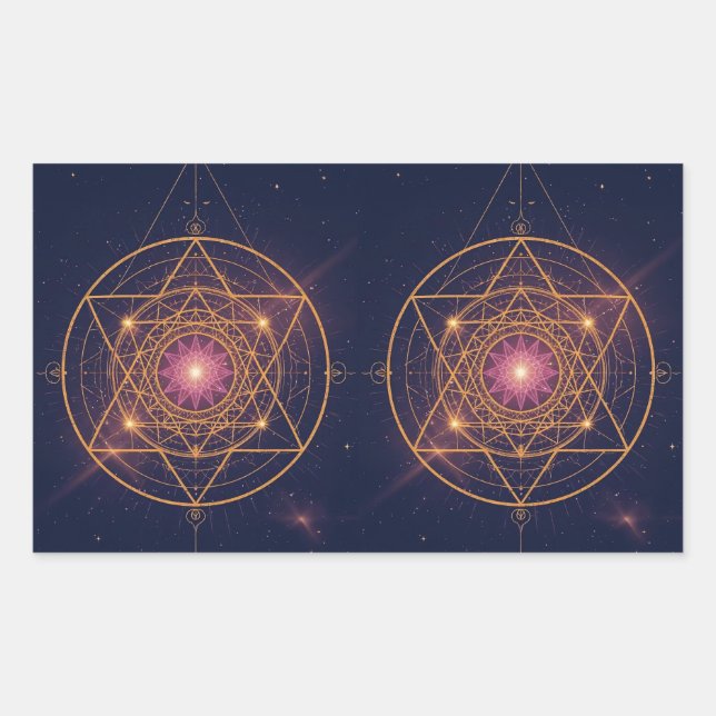 Adesivo Retangular Mandala Luminoso da Harmonia Dourada (Frente)