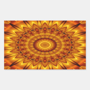 Adesivo Retangular Mandala ouro sun
