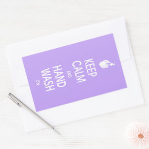 Adesivo Retangular Manter Calma E Lavar Mão - Lavar Mãos