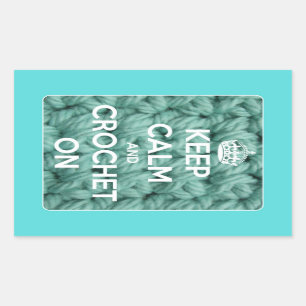 Adesivo Retangular Manter Calmo e Crochet em Azul