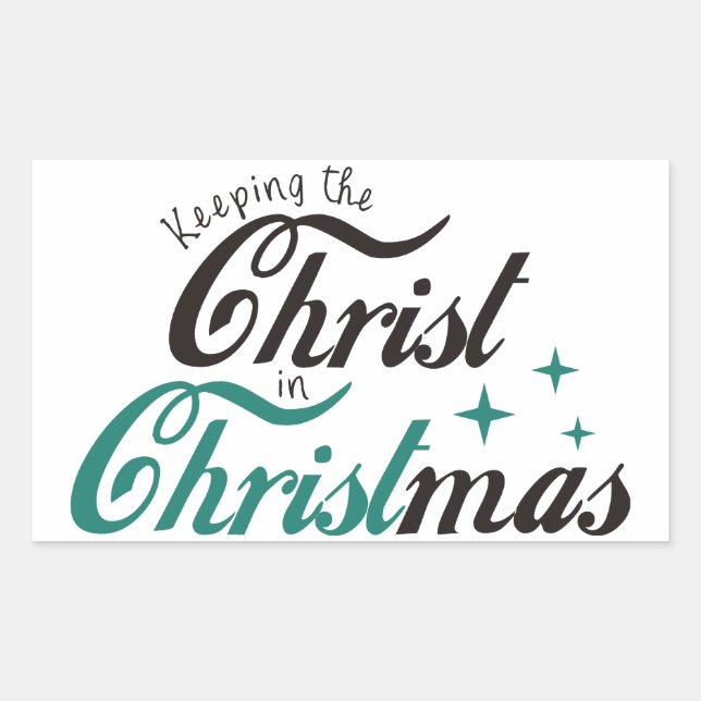 Adesivo Retangular Manter o Cristo no Natal (Frente)