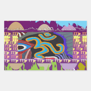 Adesivo Retangular Mantra de OM - 108 vezes que Chanting a meditaçã