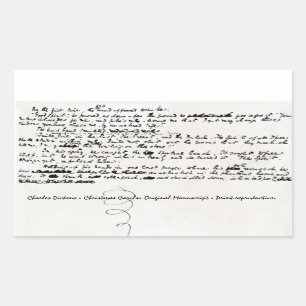 ADESIVO RETANGULAR MANUSCRITO DE CHARLES DICKENS DAS CANÇÕES DE NAT