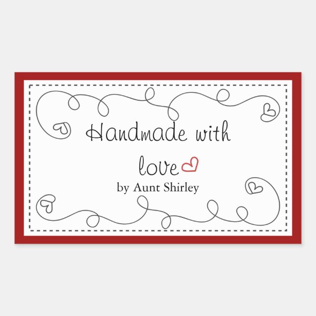 Adesivo Retangular Manuscrito Personalizado Com Rótulos De Amor (Frente)