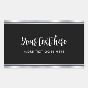 Adesivo Retangular Manuscrito Personalizado Modelo Faux Silver Simple