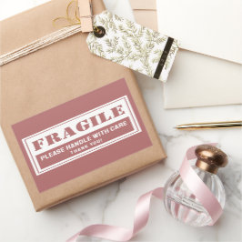 Adesivo Retangular Manuseio Frágil com Correio Cuidadoso e Embalagem