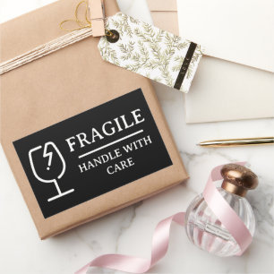 Adesivo Retangular Manuseio Frágil Profissional Preto Com Cuidado