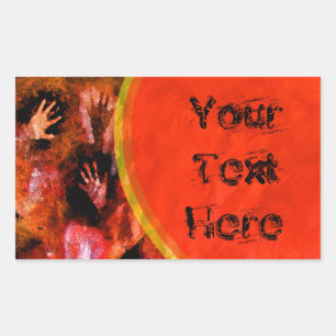 Adesivo Retangular Mãos de Fogo