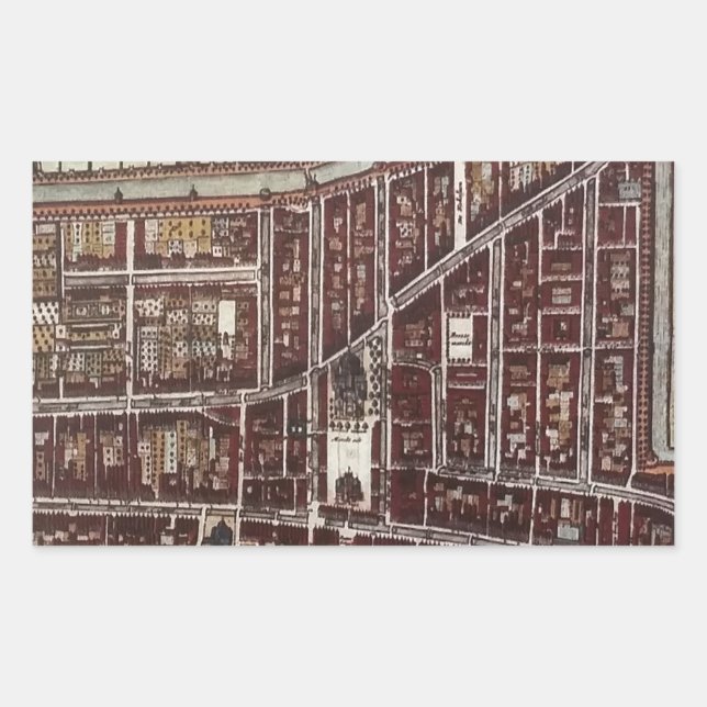 Adesivo Retangular Mapa da cidade de réplica do Delft 1649 (Frente)