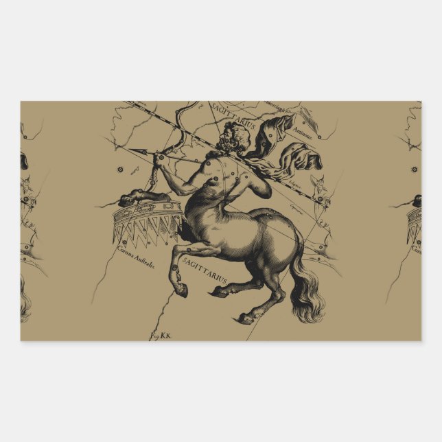Adesivo Retangular Mapa da Constelação Sagitariana Engrenando Heveliu (Frente)