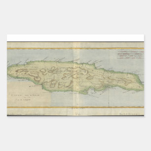 Adesivo Retangular Mapa da Vintage na Jamaica (1780)