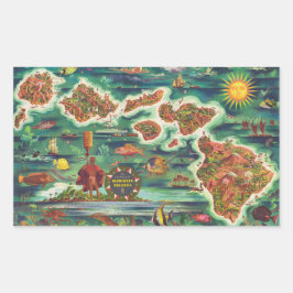 Adesivo Retangular Mapa de 1950 da pintura a óleo de Joseph Feher no