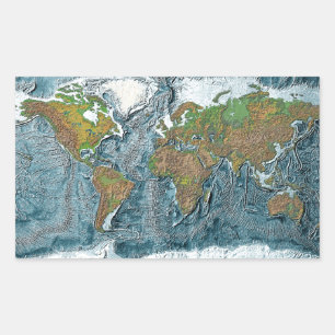 Adesivo Retangular Mapa de alivio da terra