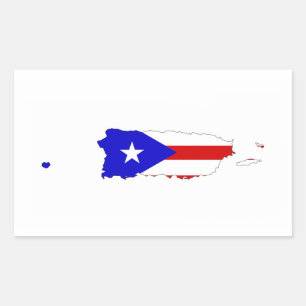 Adesivo Retangular mapa de bandeira do país porto rico