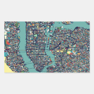 Adesivo Retangular Mapa de Manhattan New York