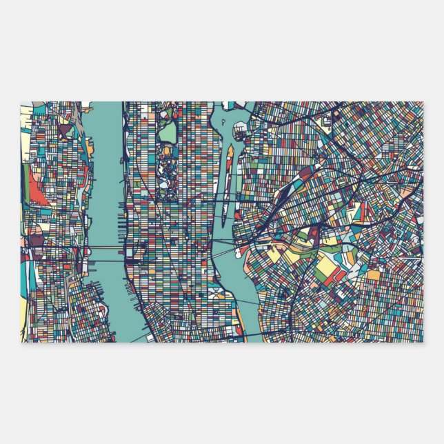 Adesivo Retangular Mapa de Manhattan Nova Iorque (Frente)