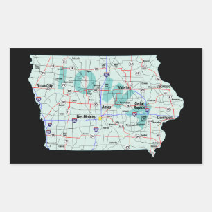Adesivo Retangular Mapa de um estado a outro de Iowa