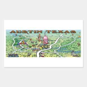 Adesivo Retangular Mapa divertido do Austin