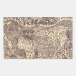 Adesivo Retangular Mapa do mundo 1507 de Martin Waldseemuller