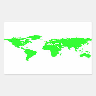 Adesivo Retangular Mapa do Mundo Branco Verde
