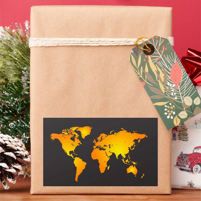 Adesivo Retangular Mapa do mundo brilhante em laranja e amarelo (Criador carregado)