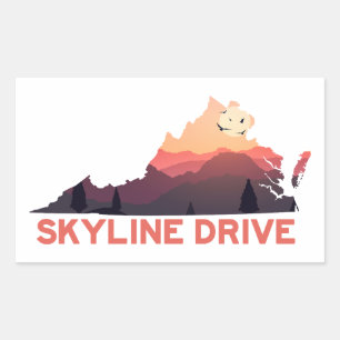 Adesivo Retangular Mapa do Skyline Drive Shenandoah Virginia