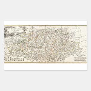 Adesivo Retangular Mapa do vintage da suiça (1771)
