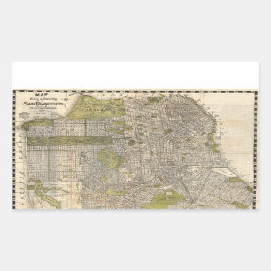 Adesivo Retangular Mapa do vintage de San Francisco (1932)