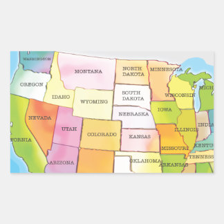 Adesivo Retangular Mapa dos estados dos EUA