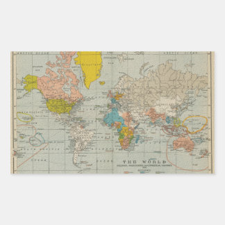Adesivo Retangular Mapa Mundial da Vintage em 1910