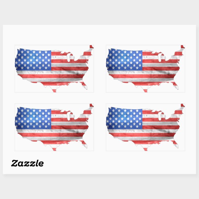 Adesivo Retangular Mapa Patriótico Americano de Bandeira EUA (Folha)