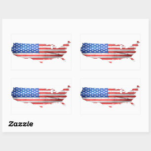 Adesivo Retangular Mapa Patriótico Americano de Bandeira EUA