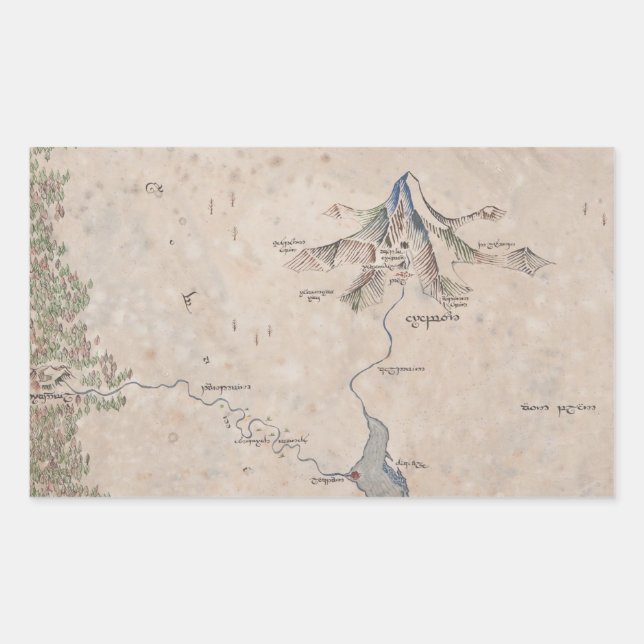 Adesivo Retangular Mapa Sindarin da Montanha Solitário (Frente)