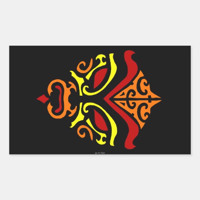 Adesivo Retangular Maquiagem Laranja Tribal do Kabuki Japonês (Frente)