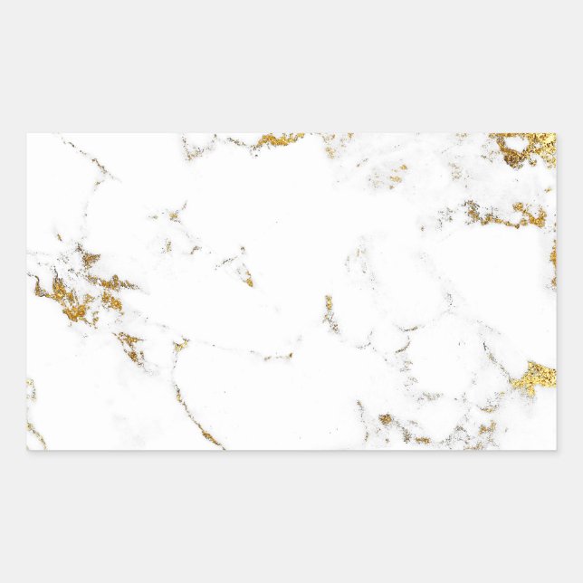 Adesivo Retangular Marble White Dourado Abstrato Stone Weding Favor (Frente)