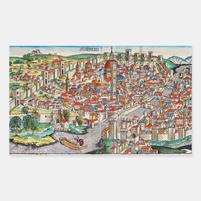 Adesivo Retangular Marco medieval de Florença na Itália (Frente)